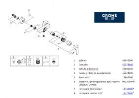 RECAMBIOS MONOMADO DUCHA EUROSMART GROHE 